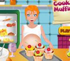 Pregnant Mom Cooking Muffins